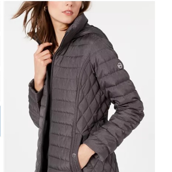 SALE MK Matte Gray Down Double Zip Packable Coat M - Picture 1 of 8